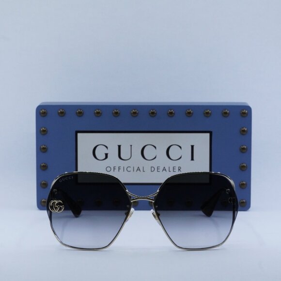 Gucci GG0818SA 005 Geometric Sunglasses - Gold/Grey main image 10